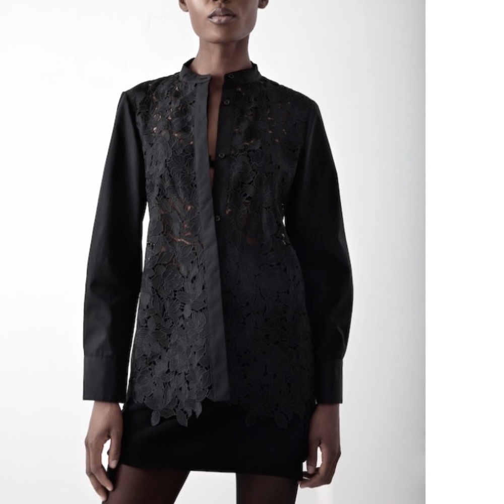 Lace Front Black Blouse size 2